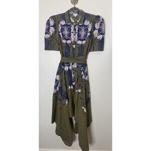 Making the Cut Army Green Floral Self Tie Dress Season2 Episode 1 Winner  Size L